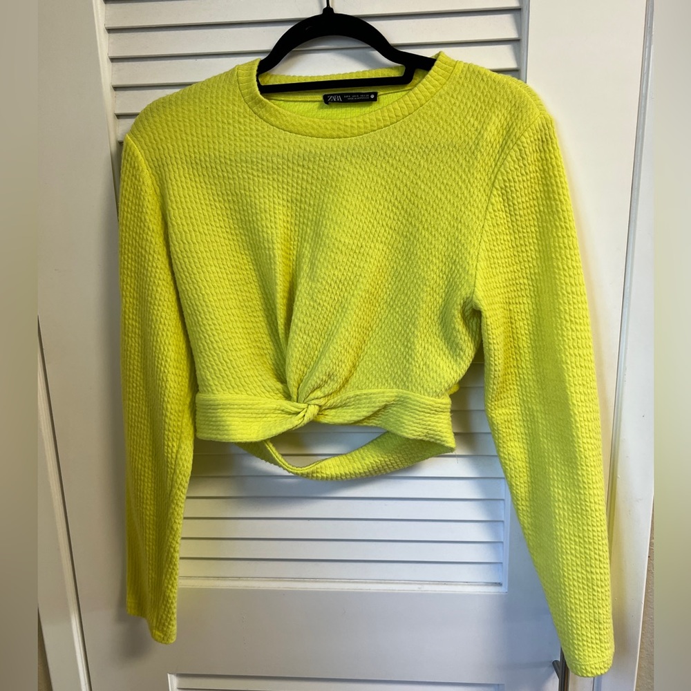 Zara cropped neon yellow sweater